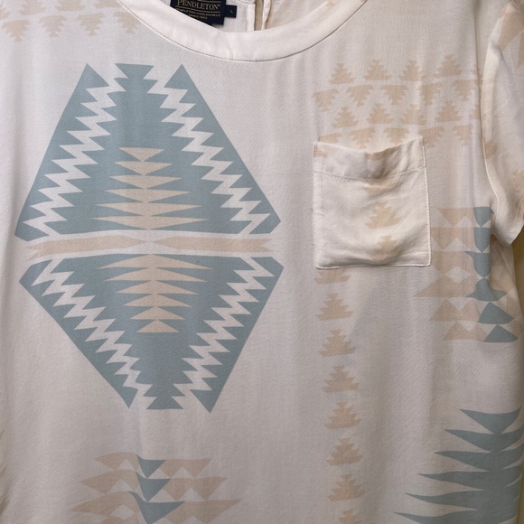 Pendleton | Juniper Seafoam Aztec Tribal Heritage Soft Thin Lightweight Boxy Top - Picture 7 of 11